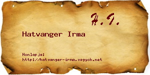 Hatvanger Irma névjegykártya