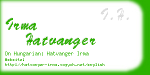 irma hatvanger business card